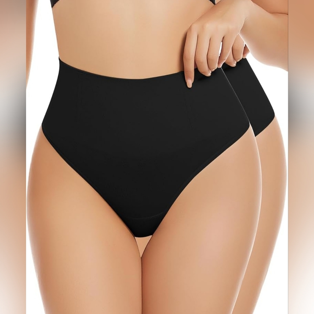 Yeblues 2 Pack Shapewear Thong For Women Tummy Control High‎ Waisted Panties